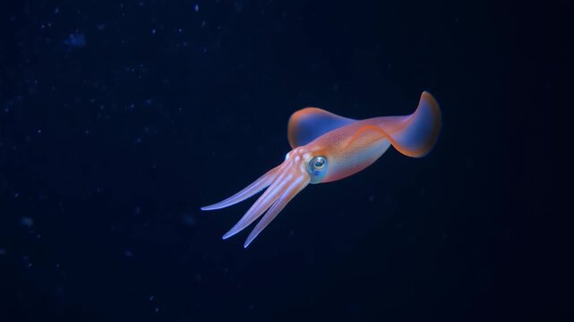Vampire Squid Drifting in Deep Ocean Darkness