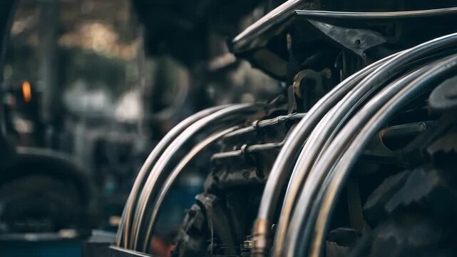 Robust stainless steel brake lines featured in a dynamic workshop setting emphasizing heavyduty materials and longlasting reliability for demanding driving conditions