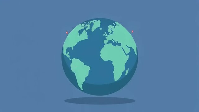 Animated Planet Earth Globe with Appearing Location Pins.