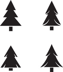Fototapeta premium Four black silhouette pine tree shapes 