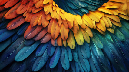 Obraz premium colorful wing feather texture background, bird, gradation