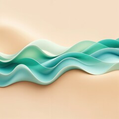 Obraz premium Subtle chromatic waves cascade across a tan gradient suggesting a tranquil aquatic dreamscape