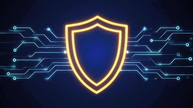 Digital shield icon representing cybersecurity and data protection.