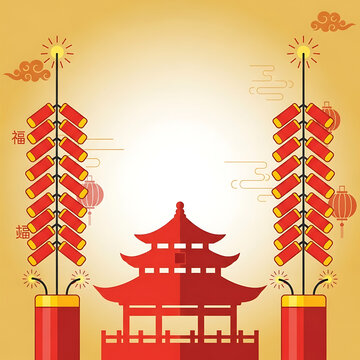 Red Pagoda Archway with Lanterns and Lunar New Year Decor