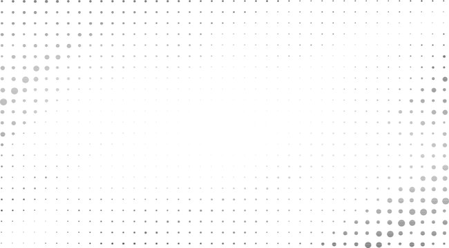 Minimalist gray halftone dot frame border on light background for modern graphic design layouts and corporate presentation backdrops.