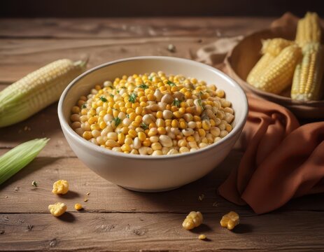 Vintage-inspired ceramic bowl containing warm and comforting corn hominy dish,  mungunza, corn