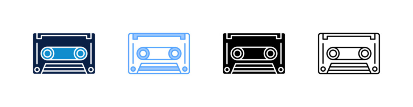 Old Cassette Multiple Style Icon Set Collection 