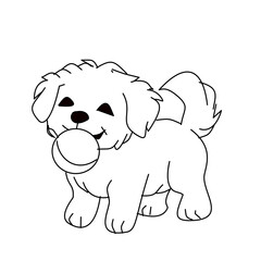 Cartoon Dog Sketch for Coloring Book