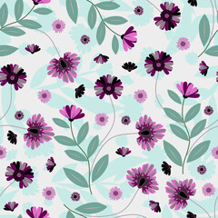 Obraz premium Floral seamless pattern ,Jacobean Print Pattern Seamless , navy flowers Vector clipart. Seamless pattern with stylized exotic flowers, climbing plants. Fashion floral wallpaper, background. Asian 