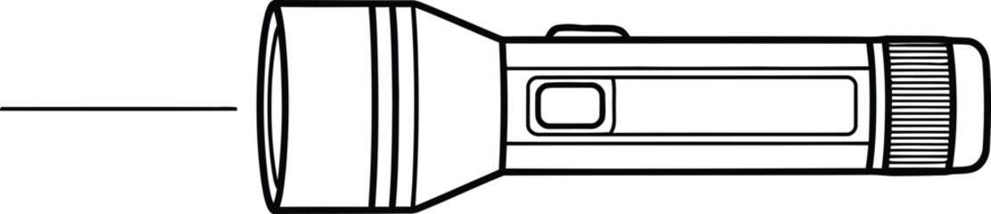 A simple line drawing of a handheld flashlight with a switch on its body. © Tarek