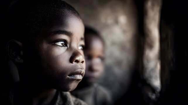 Mr Kunta image showing starving children with gaunt faces looking out