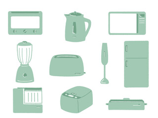シンプルなキッチン家電のイラストセット