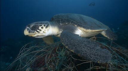 Mr Kunta Sea Turtle Entangled in Plastic Pollution Debris