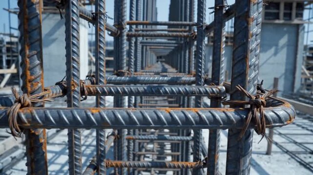Construction Site Rebar Column Reinforcement Structure