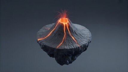 Isometric Volcano Island with Lava Crater