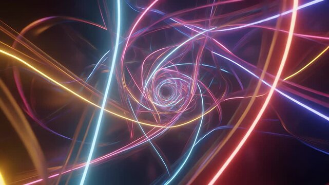 Mesmerizing Ribbons of Vibrant Color Gently Drifting Through Dark Space