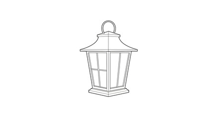 Fototapeta premium Vintage Lantern Illustration: Classic Outdoor Light Fixture, Black and White Line Art