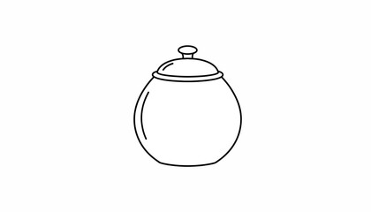Fototapeta premium Simple Outline Drawing of a Round Sugar Bowl with Lid
