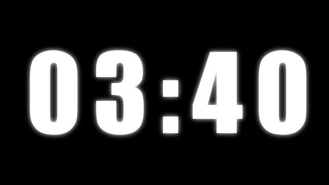 4 minute countdown timer. 4 minute stopwatch , analog neon clock icon animation .
