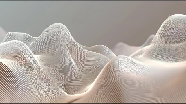 Soft, white, undulating, mesh, surface, illuminated, from, above, creating, intricate, patterns, of, light, and, shadow
