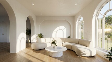 modern living room with white furniture