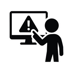 man holding an alert sign icon