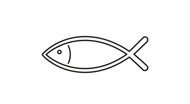 Christian Fish Symbol Icthys Outline Icon, Religious Symbol, Christianity Concept