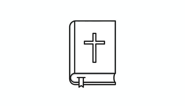Christian Bible Icon with Cross Symbol, Religious Book Symbol, Holy Scripture, Faith and Spirituality