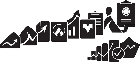 Fototapeta premium Businessman analyzing financial data with graphs and charts icons