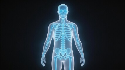 Human skeleton in blue glow