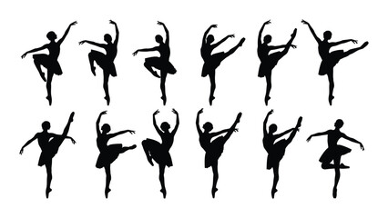 Graceful ballerinas in various poses showcasing the elegance of ballet isolated on white background, Vector © MD Riad Hossain 