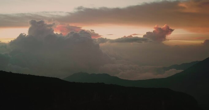 Layered Mountain Ridges with Volcanic Atmosphere in 
West Java
