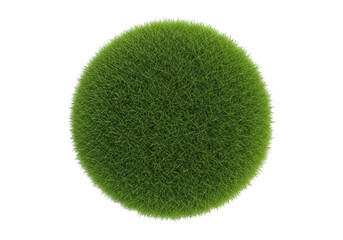 A green grassy sphere or ball of turf isolated on transparent background