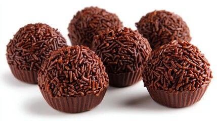 Brazilian brigadeiro chocolate balls isolated on white background