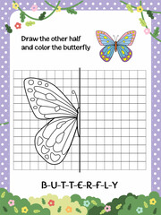adorable butterfly lineal drawing of preschool activity for kids © Nur