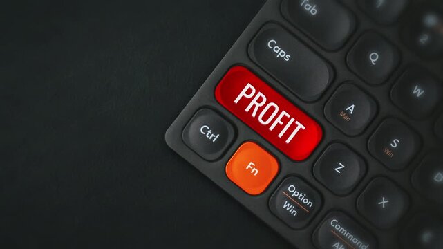 Red Buy Profit Trading Button Black Laptop Keyboard Close Up Video