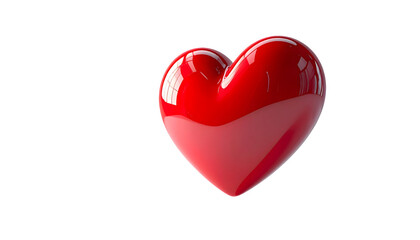 A glossy 3D red heart icon floating, soft rounded edges, isolated on transparent background