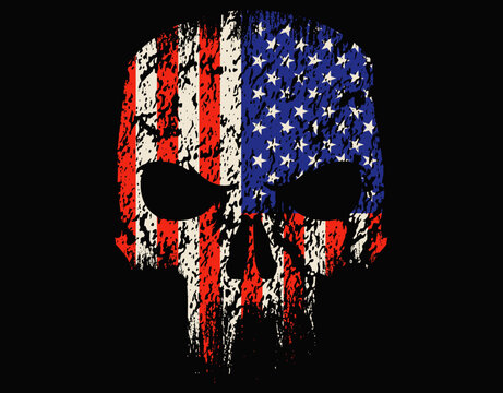 USA skull flag 4th of july Independence Day - printable editable vector art file.