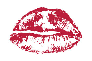 Fototapeta premium Lipstick kiss mark Romantic lip print Imprint of lips kiss Sexy lips makeup Female mouth Love symbol Design element for beauty fashion poster Valentines Day wedding