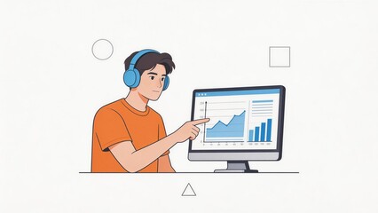 Person analyzing data on computer