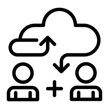 Cloud Team Sync Collaboration line icon
