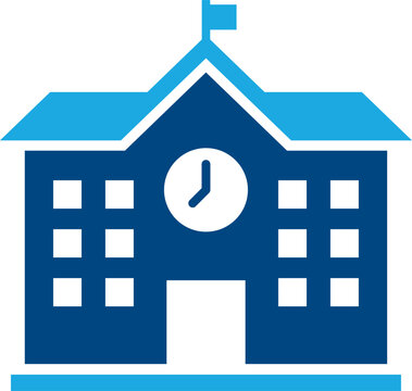 School Building Icon. School Symbol in Modern Flat Solid Style Vector Illustration