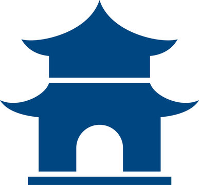 Temple Building Icon. Asian Cultural Landmark and Religious Worship Symbol in Modern Flat Solid Style Vector Illustration.