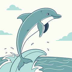 Obraz premium Friendly Dolphin Cartoon Vector