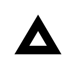 A black triangle with a white triangle inside