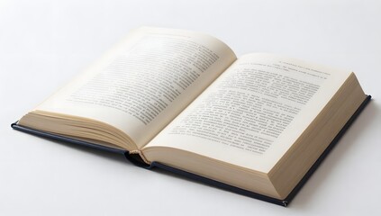 Fototapeta premium Open book with text on white background evokes the power of knowledge