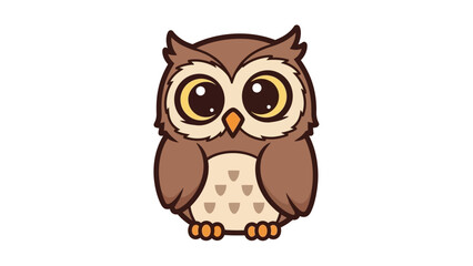 Naklejka premium Cute Cartoon Owl Illustration - Adorable Baby Bird Character