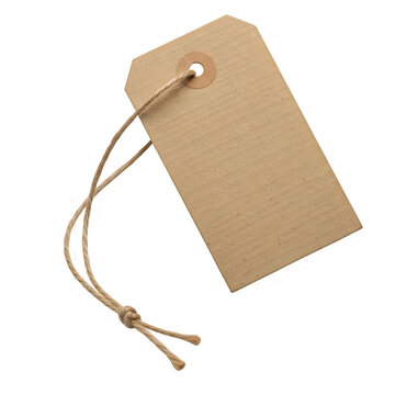 A simple brown kraft paper tag tied with a string for packaging or labeling purposes