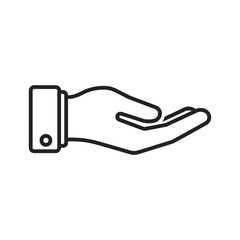 Fototapeta premium Hand with open palm, simple line art illustration