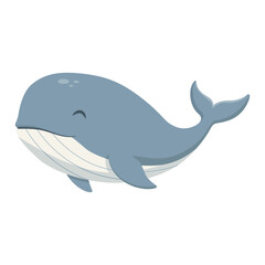 Cartoon Blue Whale Flat Illustration